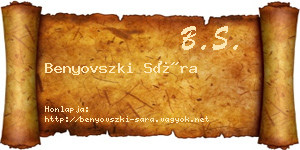 Benyovszki Sára névjegykártya