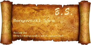 Benyovszki Sára névjegykártya